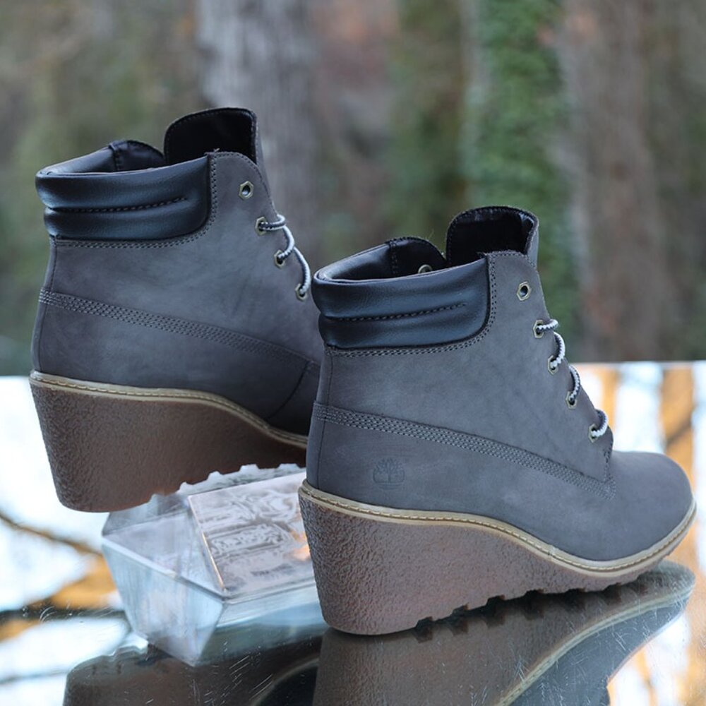 Timberland Amston Wedge 6 Inch Boots Grey - Picture 11 of 13